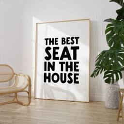 The Best Seat in House Print - Bathroom Wall Art Funny Decor Maximalist Typography Toilet Loo - thumbnail 2