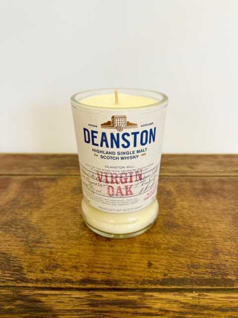 Deanston Whisky Bottle Candle - Spiced Orange Scented Soy Wax Handcut Recycled Glass - image 1