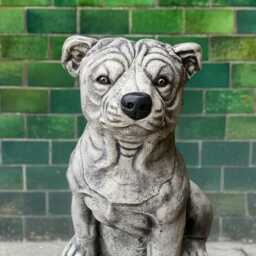 Garden Bull Terrier Statue Stone Staffordshire Dog Sculpture Realistic Figurine Outdoor Pet Memorial Art Handmade Garden Decoration - thumbnail 2