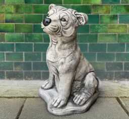 Garden Bull Terrier Statue Stone Staffordshire Dog Sculpture Realistic Figurine Outdoor Pet Memorial Art Handmade Garden Decoration - thumbnail 1