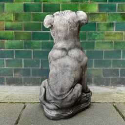 Garden Bull Terrier Statue Stone Staffordshire Dog Sculpture Realistic Figurine Outdoor Pet Memorial Art Handmade Garden Decoration - thumbnail 4