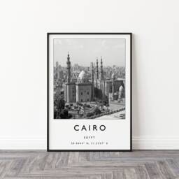 Cairo Egypt Travel Poster Black & White Islamic Art Print - thumbnail 2