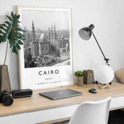 Cairo Egypt Travel Poster Black & White Islamic Art Print - thumbnail 3