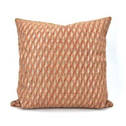Fortuny Fabric Throw Pillow Cover Copper & Silvery Gold Piumette Pattern - Made in Italy