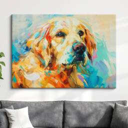 Golden Retriever Abstract Oil Painting Framed Print & Canvas Large Sizes Luxury Wall Art Poster Pet Home Decor Interior Dog Gift Idea - thumbnail 1