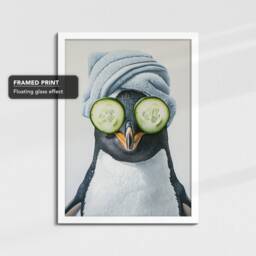Penguin Beauty Care Towel Bath Tub Framed Poster Print & Canvas Wall Decor Art Painting Bedroom Home Bathroom Funny Animal Lover Gift - thumbnail 3