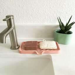 Vibrant Concrete Soap Dish With Drainage - Handcrafted Bathroom & Kitchen Accessory - thumbnail 3