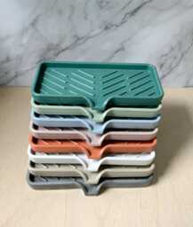 Vibrant Concrete Soap Dish With Drainage - Handcrafted Bathroom & Kitchen Accessory - thumbnail 1
