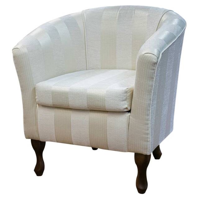 Oyster Striped Handmade Tub Chair - Luxury Accent Woburn Stripe Fabric British Bespoke Made - image 1