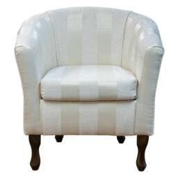 Oyster Striped Handmade Tub Chair - Luxury Accent Woburn Stripe Fabric British Bespoke Made - thumbnail 2
