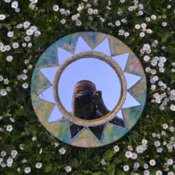 Greenish Sun Mirror, Decorative Wall Mirror, Sunburst Colorful Boho Eclectic Furniture, Large Round Sun