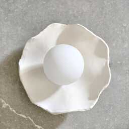 Handmade Ceramic Wall Sconce Modern Off-White Light Fixture - thumbnail 3