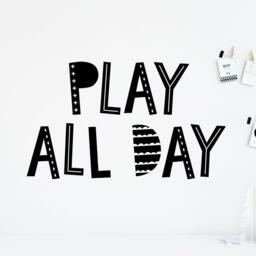 Play All Day Wall Decal - Scandinavian Decal, Playroom Scandi Style Playroom, Kids Room, Decals - thumbnail 1