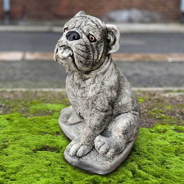 Concrete Bulldog Statue Stone Dog Sculpture Cement Pet Figure Outdoor Memorial Ornament Dog Lover Gift Handmade Decoration Yard Art - image 1