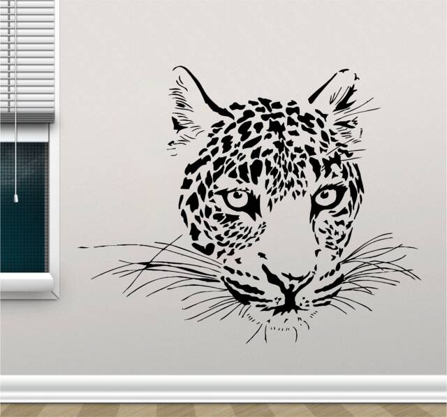 Wild Cat Head Vinyl Wall Art, Decal, Sticker, Transfer, Mural, Removable, Decor, Rent Friendly, Interior, Exterior, Full - 0586 - image 1