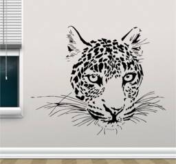 Wild Cat Head Vinyl Wall Art, Decal, Sticker, Transfer, Mural, Removable, Decor, Rent Friendly, Interior, Exterior, Full - 0586 - thumbnail 1