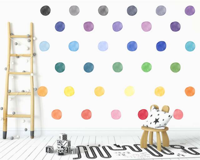 Rainbow Watercolor Polka Dot Wall Decals Baby Girl Nursery Decor - image 1