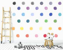 Rainbow Watercolor Polka Dot Wall Decals Baby Girl Nursery Decor - thumbnail 1