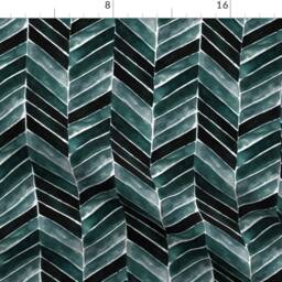 Teal Chevron Stripe Curtain Panel - Herringbone Green Blue Watercolor Custom Deep By Crystal_Walen - thumbnail 4