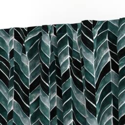 Teal Chevron Stripe Curtain Panel - Herringbone Green Blue Watercolor Custom Deep By Crystal_Walen - thumbnail 3