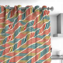 Colorful Retro Stripe Curtains, Vibrant Multicolor Pattern Drapes, Custom Made Window Panels - thumbnail 3