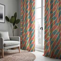 Colorful Retro Stripe Curtains, Vibrant Multicolor Pattern Drapes, Custom Made Window Panels - thumbnail 4