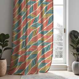 Colorful Retro Stripe Curtains, Vibrant Multicolor Pattern Drapes, Custom Made Window Panels - thumbnail 2