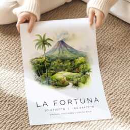 Costa Rica Travel Poster, La Fortuna Print, Arenal Volcano, Gifts, Wall Art, Decor, Gifts - thumbnail 2