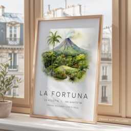 Costa Rica Travel Poster, La Fortuna Print, Arenal Volcano, Gifts, Wall Art, Decor, Gifts - thumbnail 3