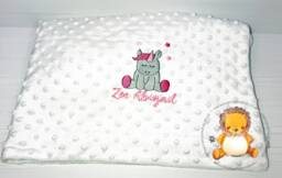 Luxury Baby Bubble Blanket in Pink/White/Blue With Name & Sleepy Unicorn Design, For Births, Christenings, Gifts, Birthdays - thumbnail 1