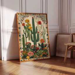 Vintage Mexican Poster, Cactus Print, Prints, Decor, Traditional Latin Botanical Wall Art, Tropical Art - thumbnail 2