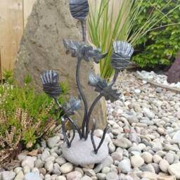Thistle Sculpture With A Stone Base, Hand Forged By Scottish Blacksmith - thumbnail 2