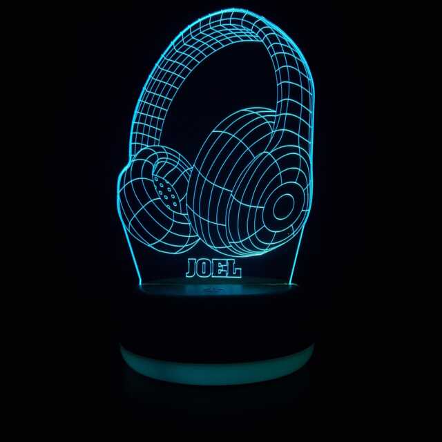 Personalised Headphones Led Night Light, Gifts For Him, Her, Musician Gift, Lights, Bedroom Light - image 1
