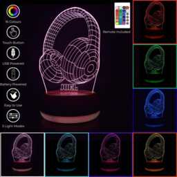 Personalised Headphones Led Night Light, Gifts For Him, Her, Musician Gift, Lights, Bedroom Light - thumbnail 2