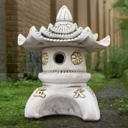 Asian Pagoda Statue Concrete Lantern Stone Garden Figurine Japanese Zen Decor Cement Oriental Lamp Outdoor Yard Ornament Pagoda Lover Gift - thumbnail 4