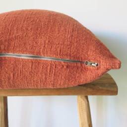 Terracotta Cushion Cover 20x20, Accent Pillow, Handwoven Hand Dyed Raw Organic Cotton - thumbnail 2