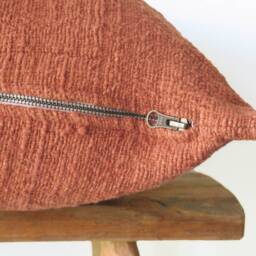 Terracotta Cushion Cover 20x20, Accent Pillow, Handwoven Hand Dyed Raw Organic Cotton - thumbnail 3