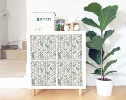 Decals For Ikea Kallax/Expedit Decals, Herringbone Pattern Stickers, Ikea Hack, Peel & Stick, Ornaments, Repositionable, Removable #16Ka
