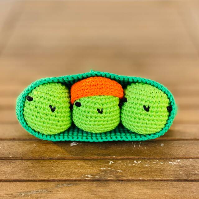 Crochet Peas in A Pod Handmade Cotton Stuffed Toy - image 1