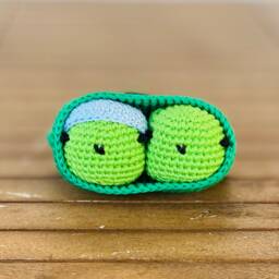 Crochet Peas in A Pod Handmade Cotton Stuffed Toy - thumbnail 2