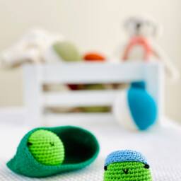 Crochet Peas in A Pod Handmade Cotton Stuffed Toy - thumbnail 3