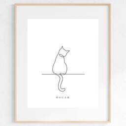 Cat Owner Wall Decor, Line Drawing Print, Art, Personalised Personalise Gift, Pet Lover Gift - thumbnail 3