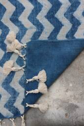 Handwoven Indigo Dhurrie Rug Traditional Indian Cotton Rug - 5x8, 6x9