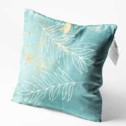 Green Tropical Design Cushion Cover With White Leaves & Yellow Dots - Double Sided Printing On The Soft Chenille Multi Size Options - thumbnail 3