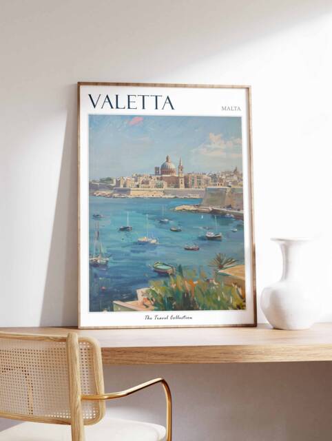 Valletta Malta Travel Poster Mediterranean City Wall Art - image 1