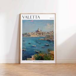 Valletta Malta Travel Poster Mediterranean City Wall Art - thumbnail 3