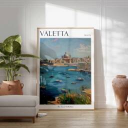 Valletta Malta Travel Poster Mediterranean City Wall Art - thumbnail 2