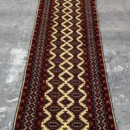 2'9x12'10 Afghan Runner Rug - Hand-Knotted Wool Nomadic , Oriental Tribal Contemporary Design Kitchen Hallway - thumbnail 3