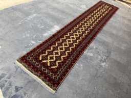 2'9x12'10 Afghan Runner Rug - Hand-Knotted Wool Nomadic , Oriental Tribal Contemporary Design Kitchen Hallway - thumbnail 1
