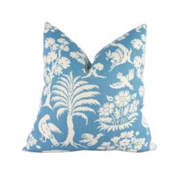 Schumacher - Woodland Silhouette Blue Charming Flora & Fauna Designer Cushion Cover Handmade Throw Pillow Luxury Home Decor - thumbnail 1